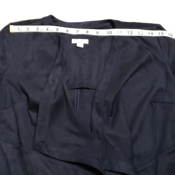 J. Jill Womens Faux Leather Suede Jacket  Blue Draped Open Front Size X-Small - Picture 6 of 11